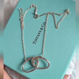 TIFFANY&Co. Elsa Peretti Double‎ Loop Necklace Pendant Silver 925 Authentic